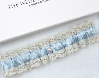 Wedding Garter, Blue Wedding Garter, Blue Garter, Bridal Garter, Blue Garter, Garter, Vintage Garter, Satin Garter, Something Blue, Keepsake