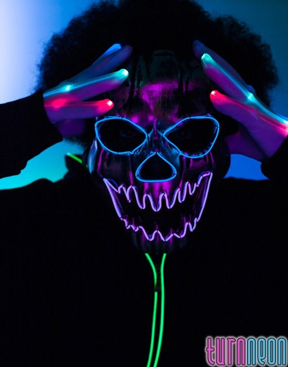 frequency neon gas high Up Big LED Wire Rave Terror For Glow Mask Light EL edm frequency neon gas high Up Big LED Wire Rave Terror For Glow Mask Light EL edm