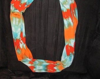 Blue-Orange Tie Dye Infinity Scarf