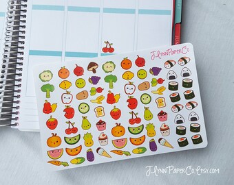 75 Kawaii Food Stickers, Kawaii Stickers, Food Stickers, Cute Stickers, Planner Stickers, Small Stickers, Fun, Colorful