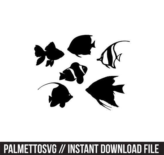 Download tropical fish stencil svg dxf file instant download monogram