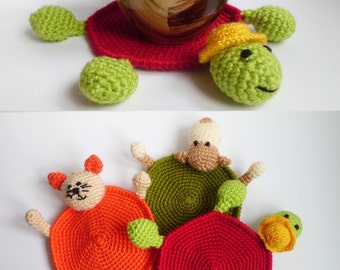 Mothers day gift New home gift Hostess gift Drink coasters Kitchen Accessories Turtle toy coffee gift animal coaster turtle lover cup stands