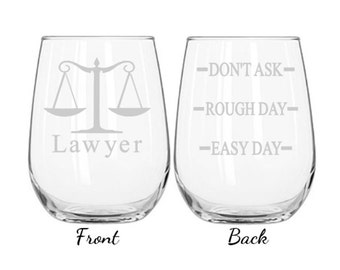 Lawyer Gift, Lawyer 2-Sided Wine Glass, Law Student Gift, Law School Gift, Future Lawyer, Attorney Gift, Law Student Graduation Gift, Etched