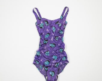 50s purple nylon swimsuit vintage bathing suit