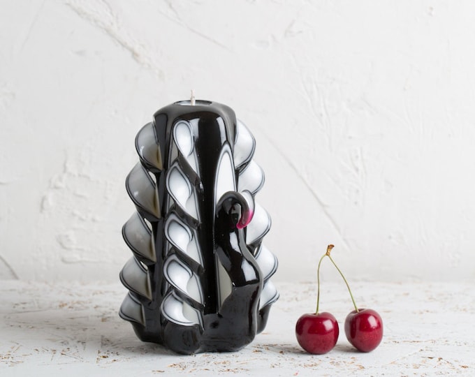 Christmas present ideas, Black Swan candle, Carved candles, Decorative candle, Cool Christmas gifts, Unity candle, Decoration for wedding