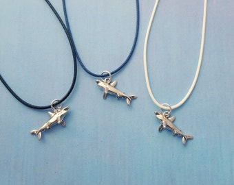 Shark Necklace, Kids Necklace, Pirate Party Favors, Shark Jewelry, Cord Necklace, Nautical Necklace, Shark Charm, Summer Party, Beach Wear