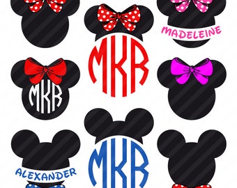 Minnie Mouse SVG, Mickey Mouse SVG, Disney SVG, Monogram Silhouette Cricut File