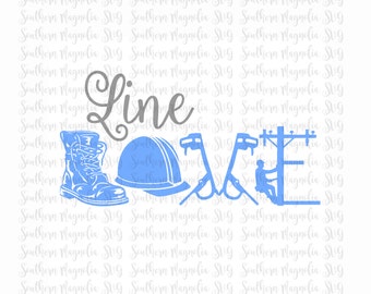 Line LOVE - Lineman - Wife of a Lineman - Silhouette - Cricut - Cut File - SVG Design