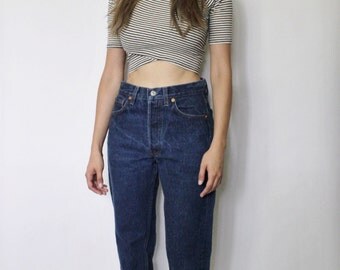 Vintage Levi's 501 Denim Jeans 26 | Levis 501 High Waist Denim Jeans | Dark Blue Denim Jeans