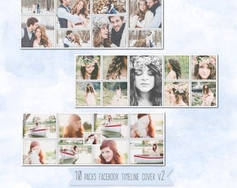 Facebook Timeline Cover V2 (10 Packs) template photo collage - Photoshop Template - Instant Download SKU: HD111