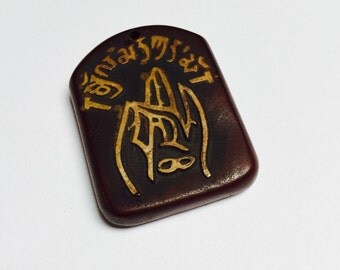 Carved Stone Mudra Pendant - 1 Piece - #443