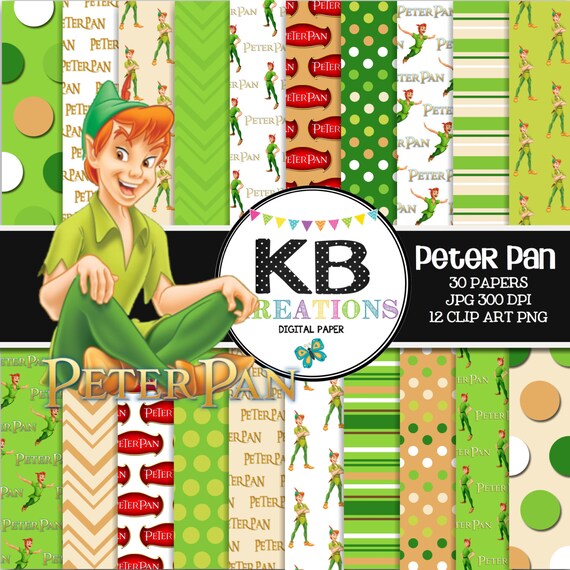 PETER PAN Digital Paper Pack 30 Papers 12 by KBKreations209