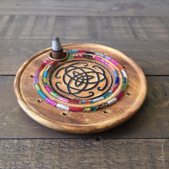 Celtic Knot Cone Incense Burner with by GeminiMoonMosaics on Etsy