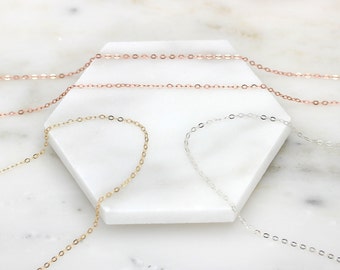 Delicate Thin Chain Necklace, Simple Layering Necklace, 14k Gold fill, Sterling Silver, Rose Gold Necklace, Dainty Plain Necklace Add On