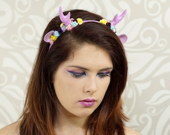 Antler Headband, Lolita Fawn Headband, Lavender, Faun, Costume Headpiece, Deer, Antler Headpiece, Sweet Lolita, Mori Kei, Woodland, Cosplay