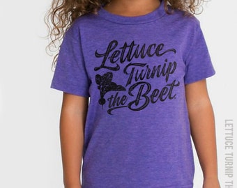 SALE lettuce turnip the beet ® trademark brand OFFICIAL SITE - purple track t shirt with cursive logo - farmers market, funny, dance, ballet