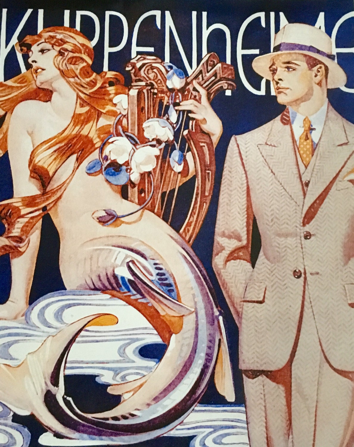 LEYENDECKER 20X24 MERMAID DECO pinup Unusual rare pinup Modern Art Mid