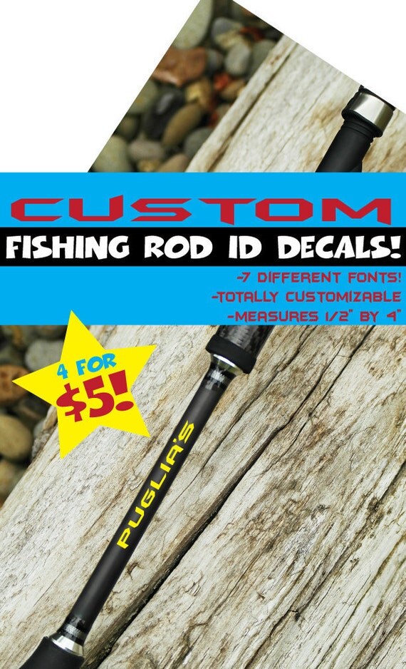 Items similar to Custom Fishing Rod ID Decals Fishing Rod Decals Mens