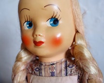 VINTAGE 16&quot; DOLL HEIDI Blonde Girl Doll Hand Painted Articulated Plastic <b>...</b> - il_214x170.840571625_6e35