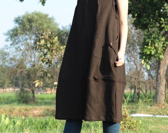 Tulip dress turtle neck...Brown and black 3 layers cotton (1403)