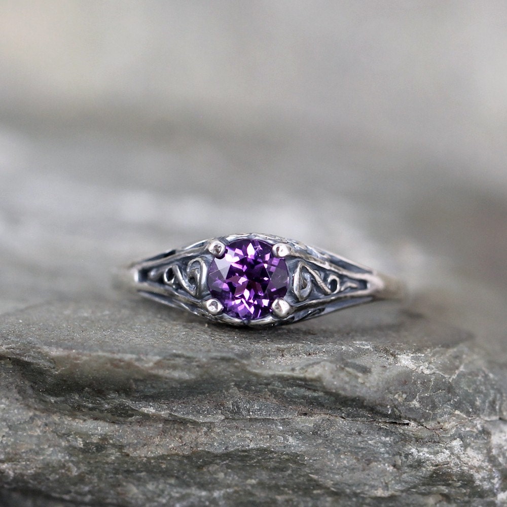 Amethyst Ring February Birthstone Ring Antique Style