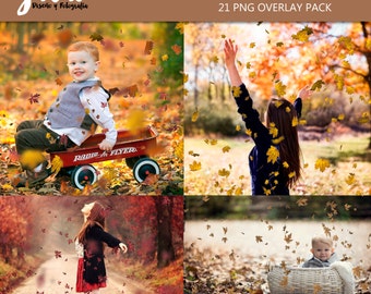 AUTUMN LEAVES Photoshop Overlays, 21 PNG files pack, falling autumn tree leaves effect, photoshop overlay autumn, fall overlays
