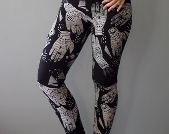 Oracle || Organic Hand Print Legging, Black legging, pocket legging, high waist legging, yoga legging, hand printed legging || by Simka Sol
