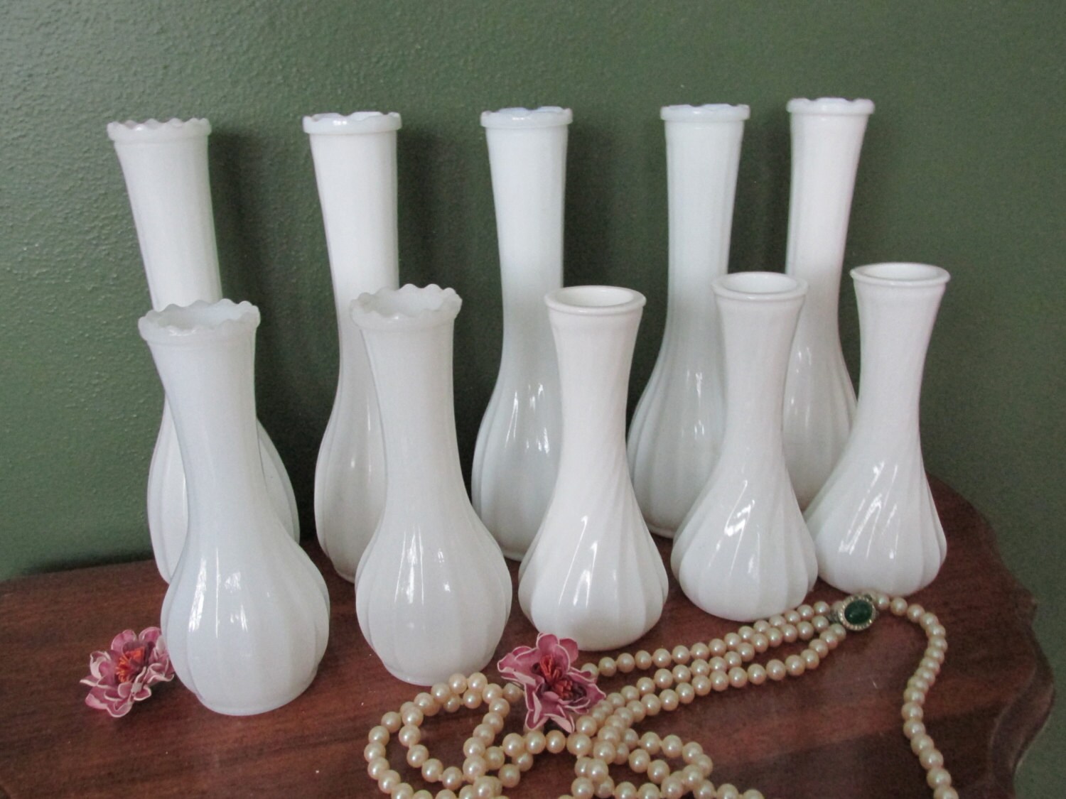 Milk Glass Bud Vases Set of 10 Weddings Vase