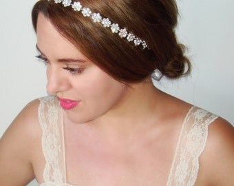 Rhinestone Headband, Bridal headband, Wedding headpiece, Holidays, Silver bridal, Wedding Headband, Hair Accessory- Bloom