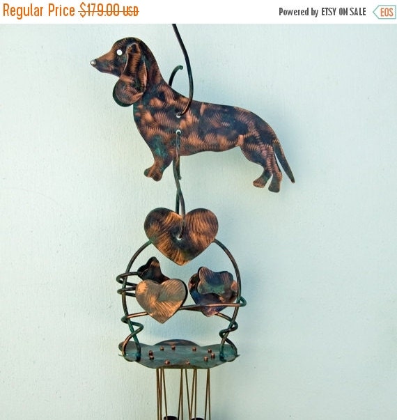DACHSHUND Dog Metal Wind Chime Metal Yard Art by GardenCopperArt