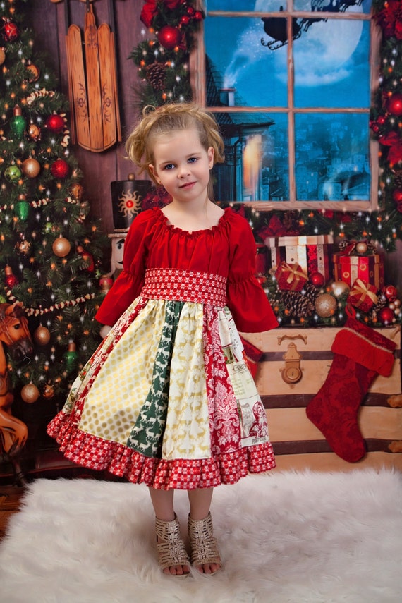 Girls Christmas Dress, Rudolph and Cheer, sizes 6 months to 8 years, by SunLoveShirts