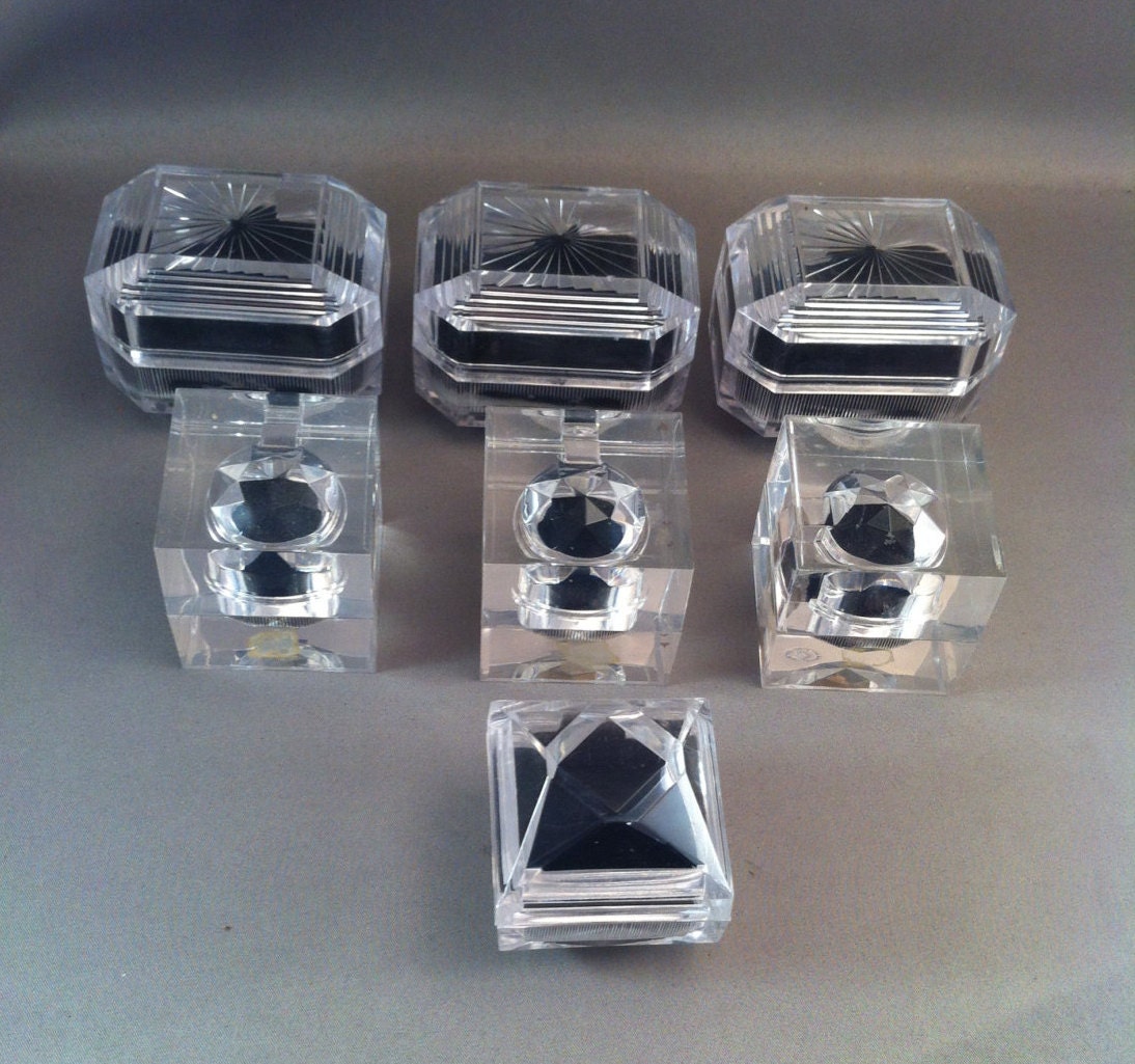 Clear Lucite Ring Jewelry Boxes Lot of 7 Jewelry Boxes