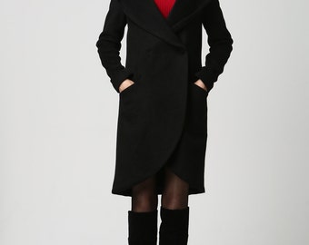 long wool coat Womens coats Navy Blue coat Wool Coat