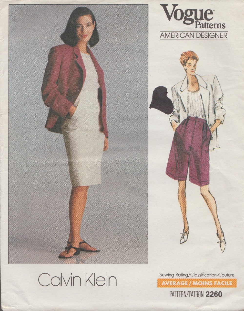 Vintage Designer Sewing Pattern By Calvin Klein / Vogue 2260