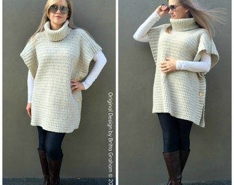 Poncho Crochet Pattern Modern Style No.932 Digital ePattern Instant Download Easy to Make
