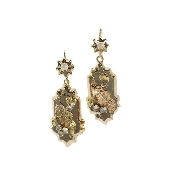 Floral Victorian Gold Earrings c1880