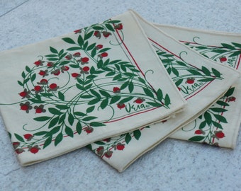 Vintage 80s-90s Vera Neumann Napkins /Vintage Linen/Woodland /Retro /Mid Century/Bohemian Chic/Collectible Linen