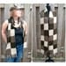 Hand Knitted Scarf with Fringe, Square Block Pattern, Autumn Fashion, Winter Scarf, Mens Scarf, Womens Fashion - Brown Taupe Earth Colors