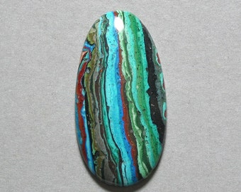 RAINBOW CALSILICA freeform egg shape oval cabochon 22X43mm designer cab