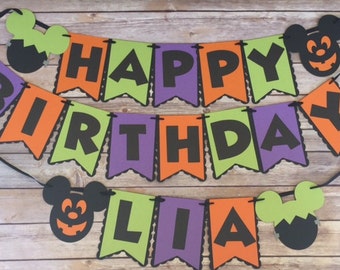 NEW! | Halloween | Mickey Mouse Birthday Banner | Personalized with Name | Mickey Mouse Halloween