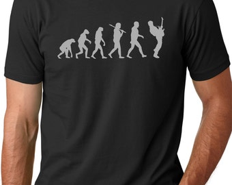 Guitar Player Evolution Tshirt cool Musician T-shirt screenprinted