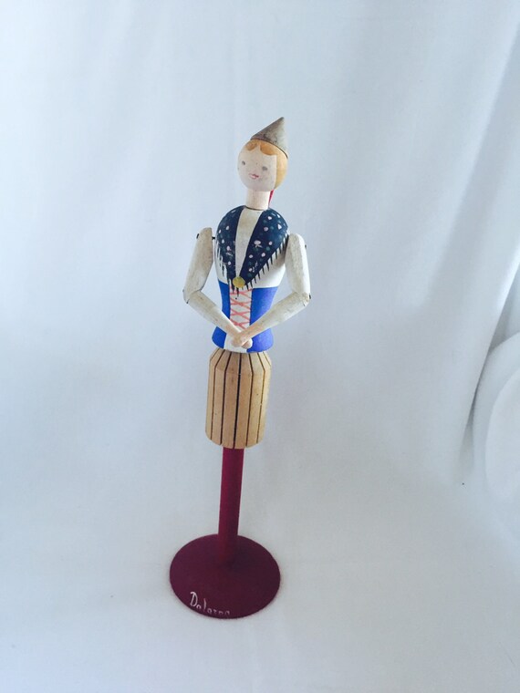 Vintage Folk Art Wood Doll Napkin Holder by missenpieces on Etsy