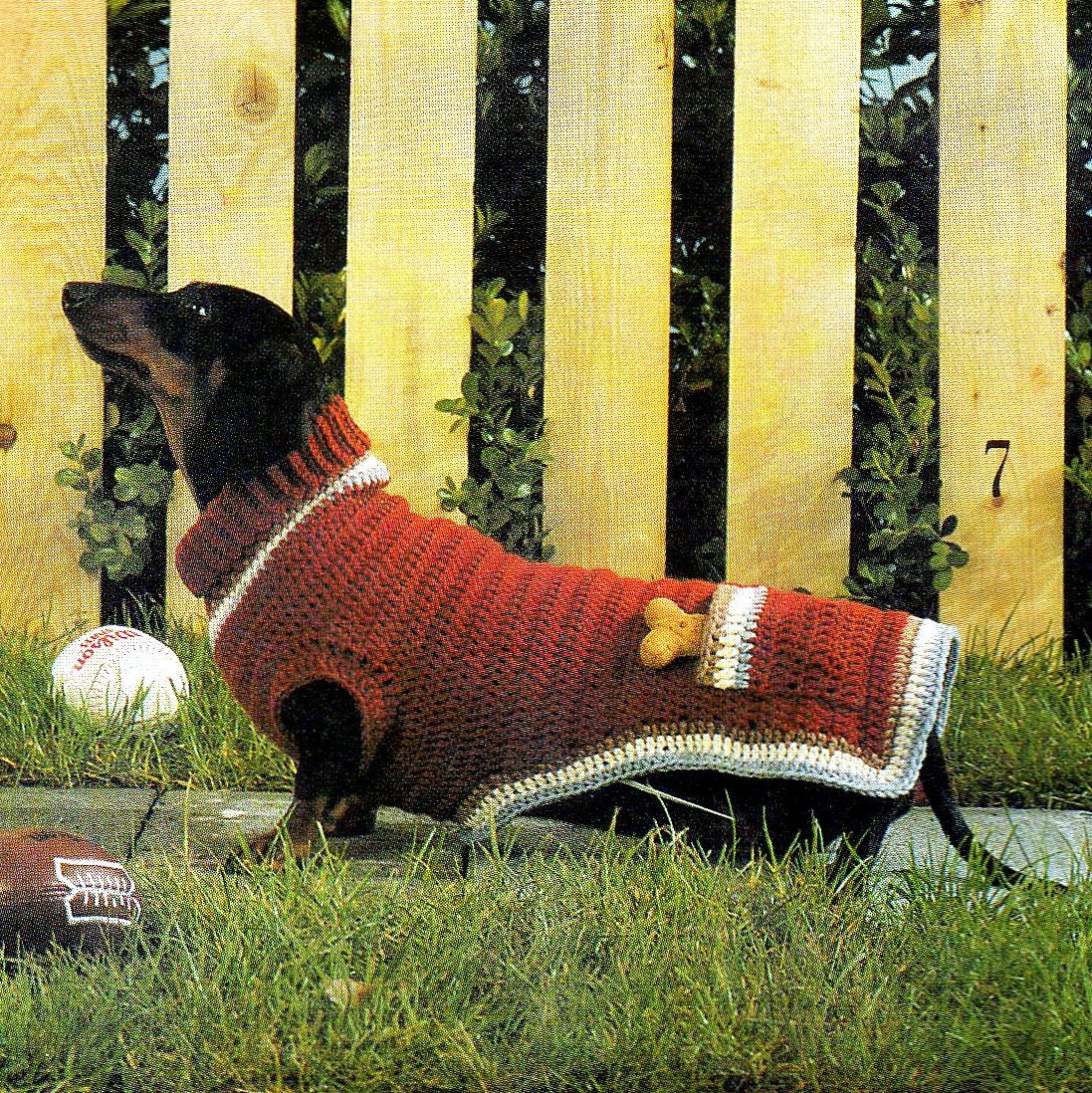 vintage crochet pattern dog puppy turtle neck sweater coat