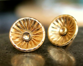 Gold Studs, Corrugated Stud Earrings, Versatile Earrings, Stylish Studs, Gold Filled Studs, Minimalist Look Earrings