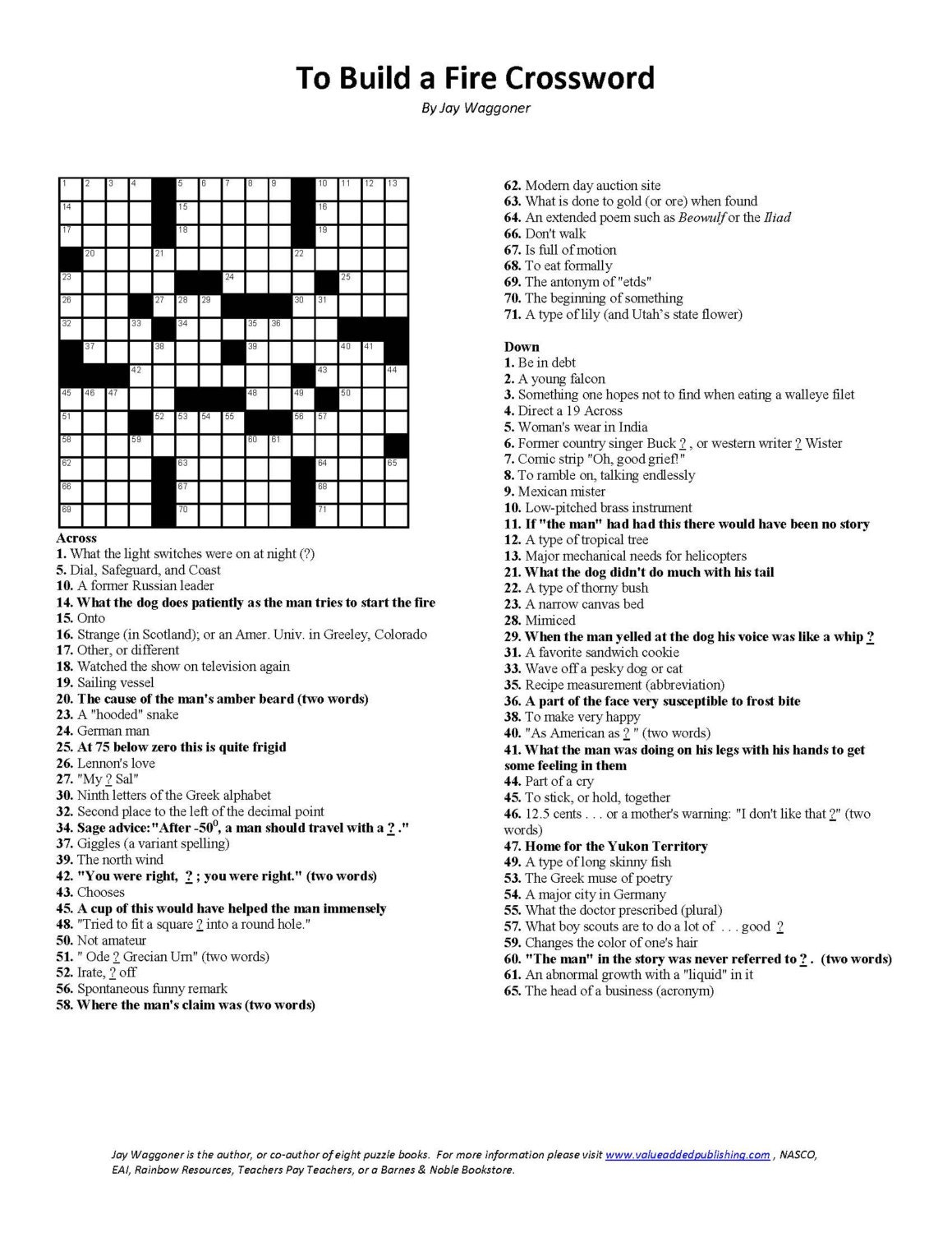 7 Jack London PuzzlesCrosswordsCharacter SearchesWord