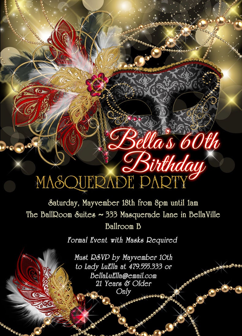 Masquerade Party Invitation Mardi Gras Party Mis Quince