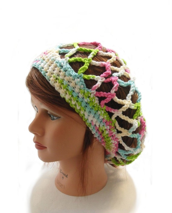 Ombre Mesh Tam, Mesh Summer Hat, Ombre Snood, Summer Tam Hat, Open Stitch Hat, Hair Snood, Beach Hat, Slouchy Rainbow Tam, Rainbow Snood