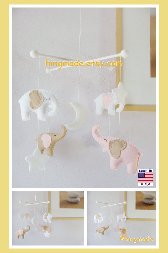 Baby Crib Mobile Baby Girl Mobile Elephant Mobile by hingmade