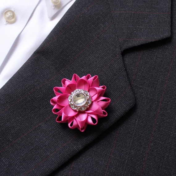 Mens Gift Pink Lapel Flower for Men Mens Suit Accessories