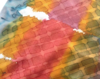 Hand painted Silk fabric Rainbow fabric Silk fabric scraps Sewing supplies Sewing fabric Craft supplies Needlecraft Floral supplies